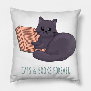 Easily Distracted by Cats and Books Pillow