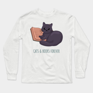Easily Distracted by Cats and Books Long Sleeve T-Shirt