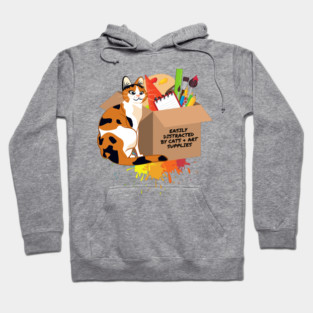 Easily Distracted by Cats and Art Supplies Hoodie