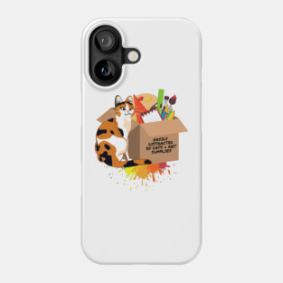 Easily Distracted by Cats and Art Supplies Phone Case