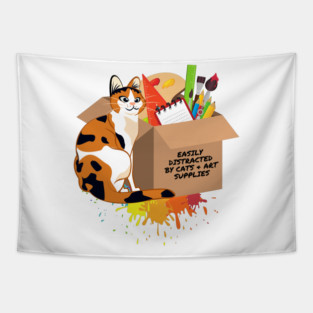 Easily Distracted by Cats and Art Supplies Tapestry