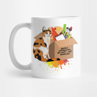 Easily Distracted by Cats and Art Supplies Mug