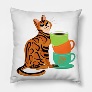 Easily Distracted by Cats and Coffee Pillow