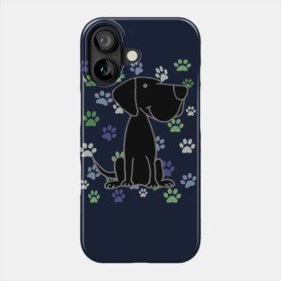 Funny Black Labrador Retriever Dog and Paw Prints Pattern Phone Case