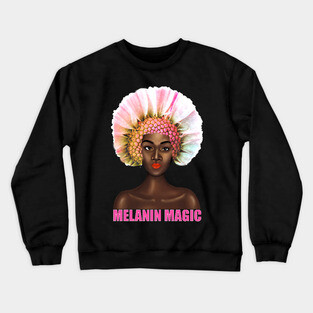 Black Pride Melanin Magic Flower Afro Queen Crewneck Sweatshirt