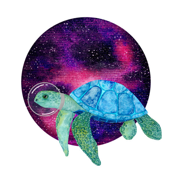 Cute space astronaut watercolor turtle illustration by Ieva Li ART