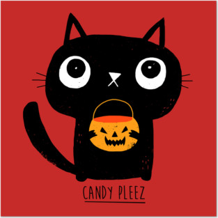 Halloween Cat: Candy Pleez Posters and Art