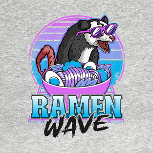 Ramen Wave Opossum Retrowave Sunset Pastel Goth T-Shirt