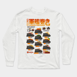 Cat Sushi Gunkan Sushi Menu Long Sleeve T-Shirt
