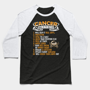 Horoscope: Cancer Baseball T-Shirt