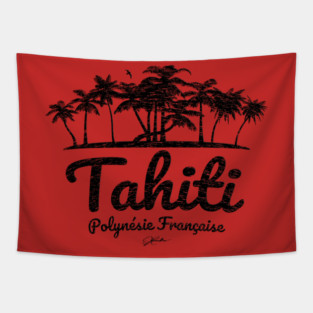 Tahiti, French Polynesia, Palm Trees Tapestry