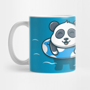 Cute Panda Floating With Swimming Tires Mug