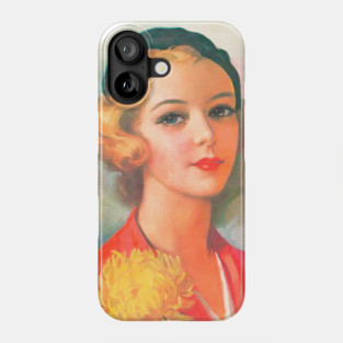 vintage drawing of chic blonde girl with beret Phone Case