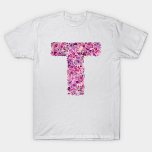 Pink Floral Letter T T-Shirt