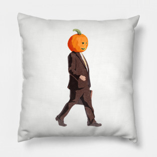 Dwight Schrute with a Pumpkin Head Pillow