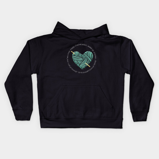 Crochet Addicts Heart Kids Hoodie by Desert Hippie Designs