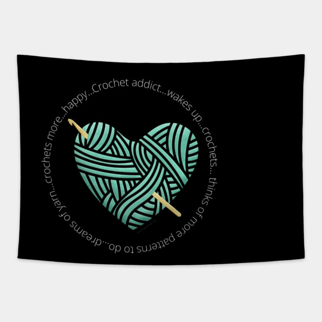 Crochet Addicts Heart Tapestry by Desert Hippie Designs