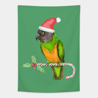 Senegal parrot Christmas style Tapestry