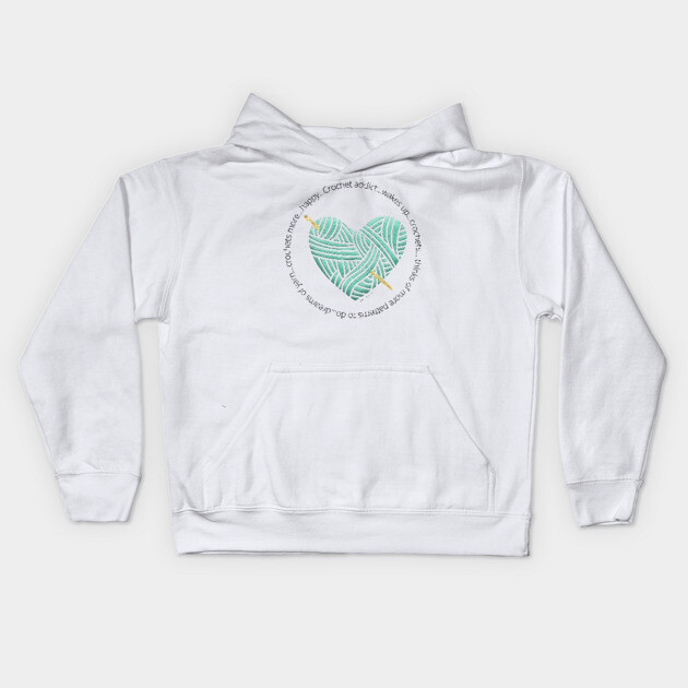 Crochet Addict Heart Kids Hoodie by Desert Hippie Designs