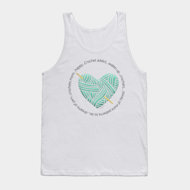 Crochet Addict Heart Tank Top by Desert Hippie Designs