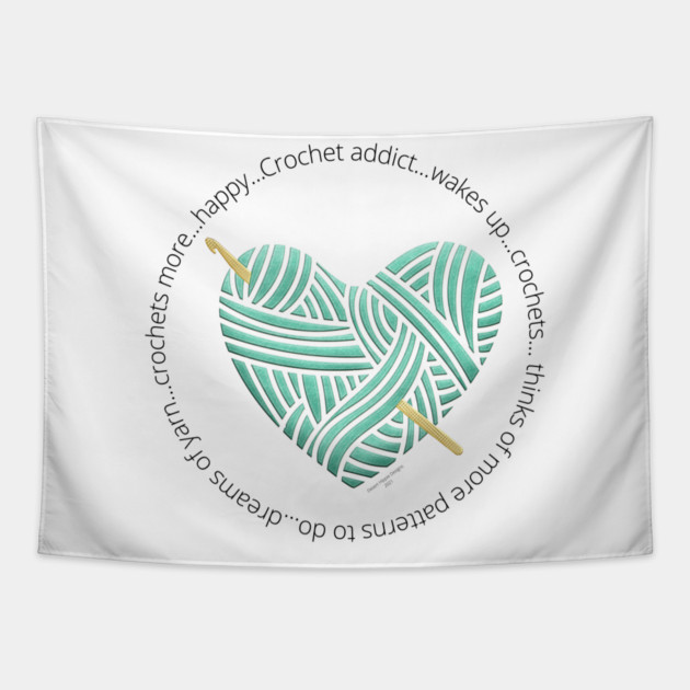 Crochet Addict Heart Tapestry by Desert Hippie Designs