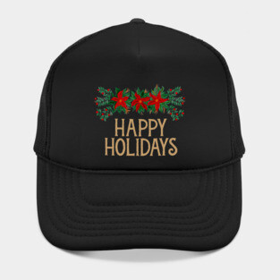 Happy Holidays with Poinsettias Hat