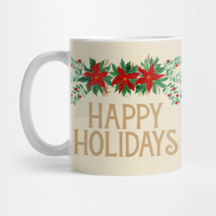 Happy Holidays with Poinsettias Mug