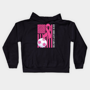 Kick Breast Cancer Awareness Soccer Pink Ribbon Kids Hoodie