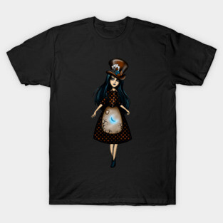 Steampunk Girl Blue Haired Girl with Hat T-Shirt