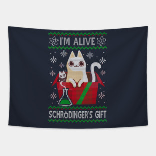 Schrödinger's Gift - Ugly Christmas Sweater - Science christmas Tapestry