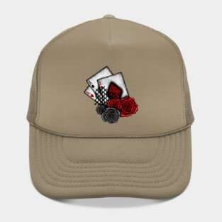 Playing Cards with Red Roses Hat
