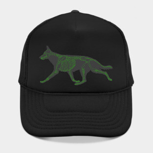 Halloween Design - Dog Skeleton Green Hat