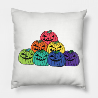 Colorful Spooky Halloween Horror Pumpkin Patch Pillow