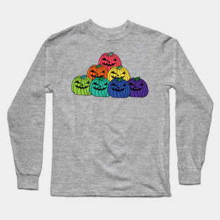 Colorful Spooky Halloween Horror Pumpkin Patch Long Sleeve T-Shirt
