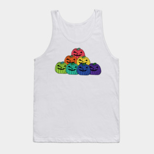 Colorful Spooky Halloween Horror Pumpkin Patch Tank Top