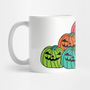 Colorful Spooky Halloween Horror Pumpkin Patch Mug