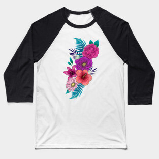 Tropical Flowers Baseball T-Shirt