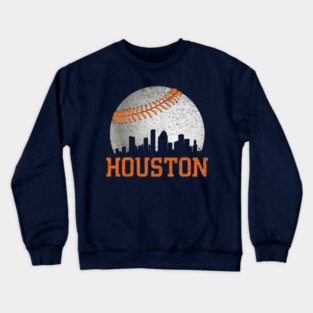 Vintage Houston Texas Skyline Baseball Crewneck Sweatshirt