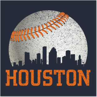 Vintage Houston Texas Skyline Baseball Posters and Art