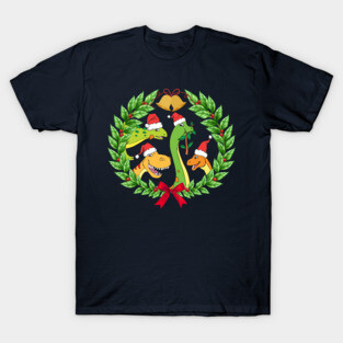 Cute Dinosaur Christmas Santa Hats T-Shirt