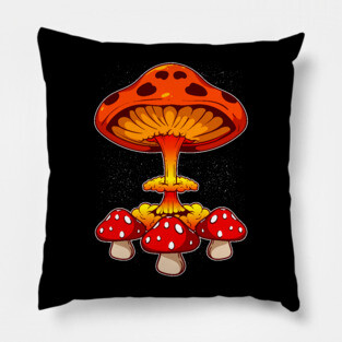 Red Mushrooms Mushroom Cloud Pillow