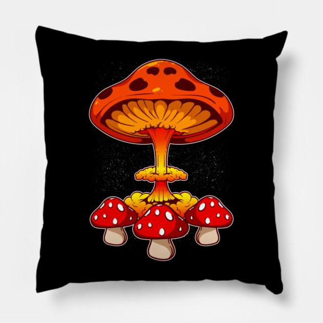 Red Mushrooms Mushroom Cloud Pillow by belownormal
