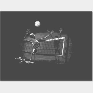 Scary Spooky Skeleton Volleyball Posters and Art