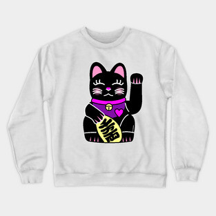 Black Maneki neko Crewneck Sweatshirt