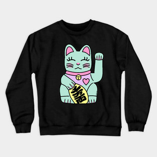 Mint maneki neko Crewneck Sweatshirt