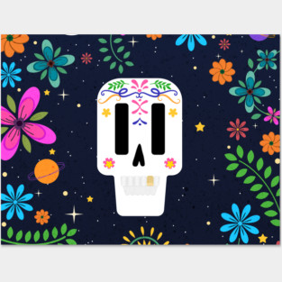 Sugar Skull Dia De Los Muertos Day of the Dead Halloween Posters and Art