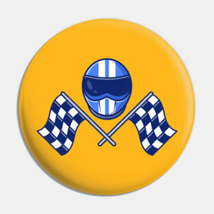 Helmet And Racing Flag Pin