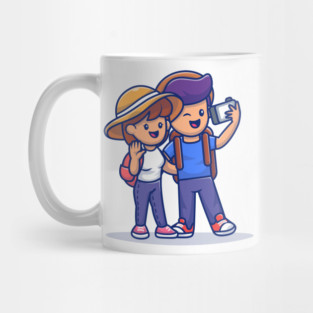 Cute Couple Boy And Girl Travelling Together (2) Mug