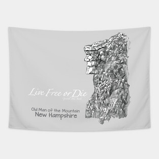 Old Man of the Mountain LIVE FREE or DIE Tapestry
