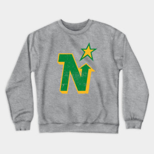 Minnesota North Stars --  Faded/Distressed Style Crewneck Sweatshirt